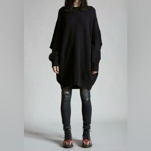 R13 Grunge Sweatshirt Dress Washed Black NWT
